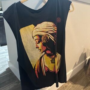 Obey Cut Off Short Sleeve Vintage Shirt Indian Size L Sleeveless
